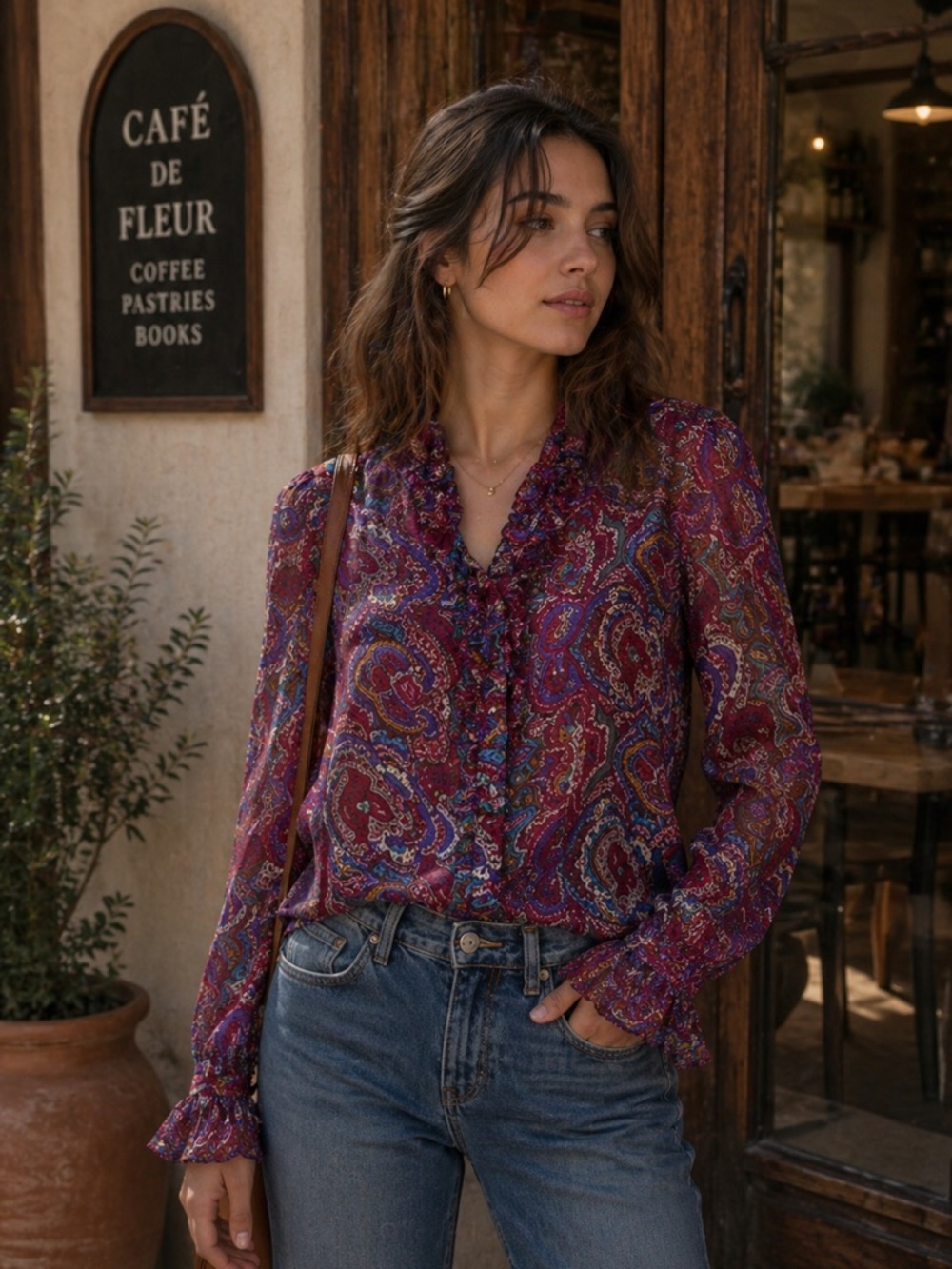 Vintage Harolds Ruffle Silk Blouse